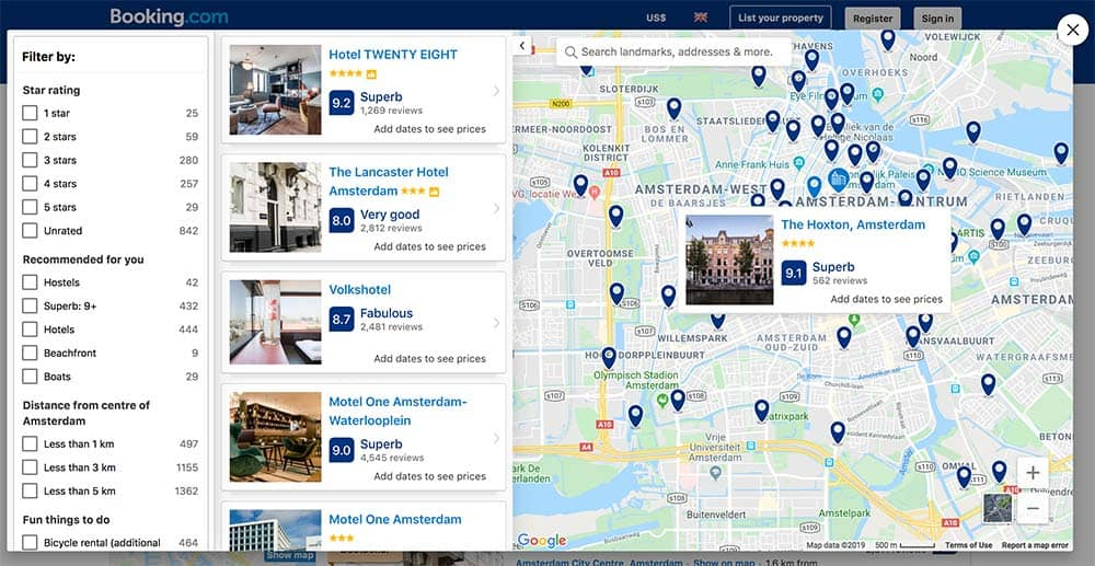 booking map 